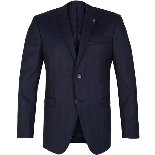 Ayden Navy Windowpane Check Wool Jacket-new online-Fifth Avenue Menswear