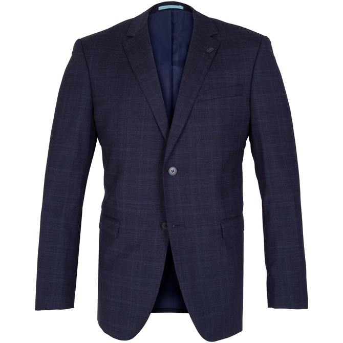 Ayden Navy Tonal Check Wool Dress Jacket