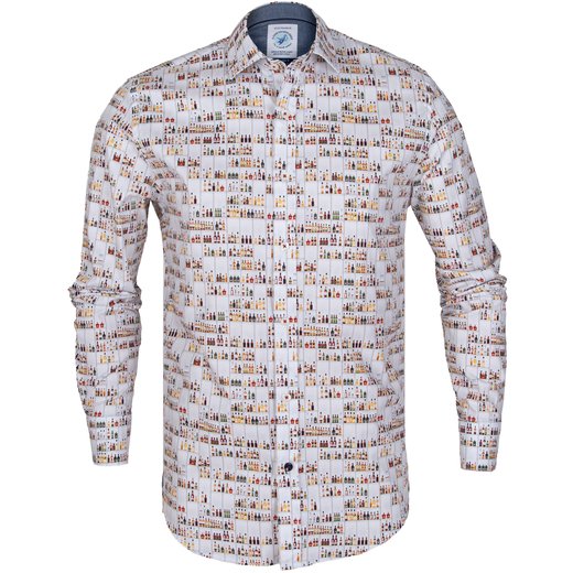 Liquor Store Print Stretch Cotton Shirt-new online-Fifth Avenue Menswear