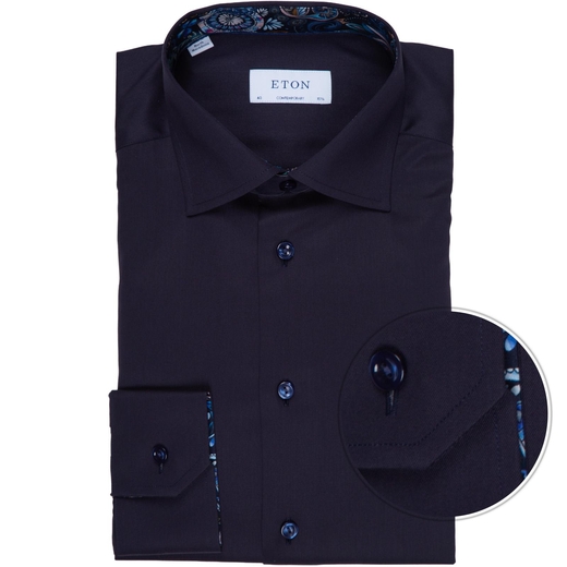 Contemporary Fit Luxury Cotton Twill Dress Shirt With Paisley Print Trim-new online-Fifth Avenue Menswear