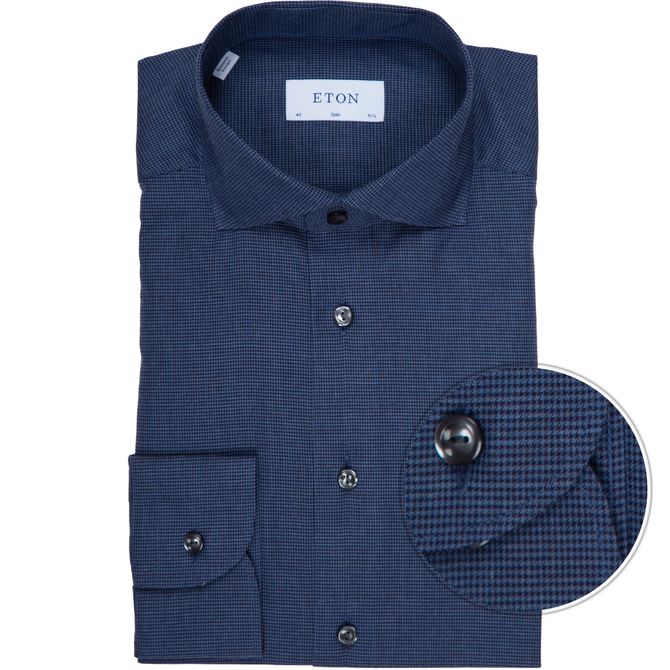 Slim Fit Micro Houndstooth Melange Dress Shirt