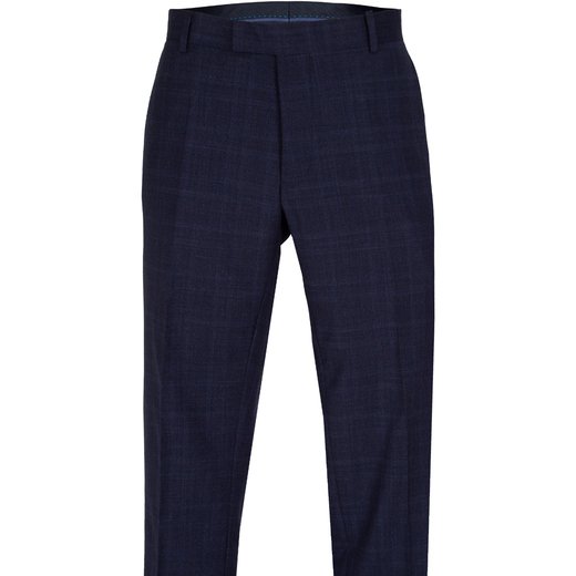 Caper Navy Tonal Check Wool Dress Trouser-new online-Fifth Avenue Menswear