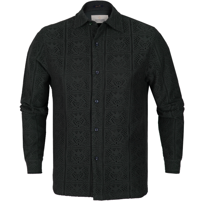 Delan Relaxed Fit Crochet Knit Overshirt