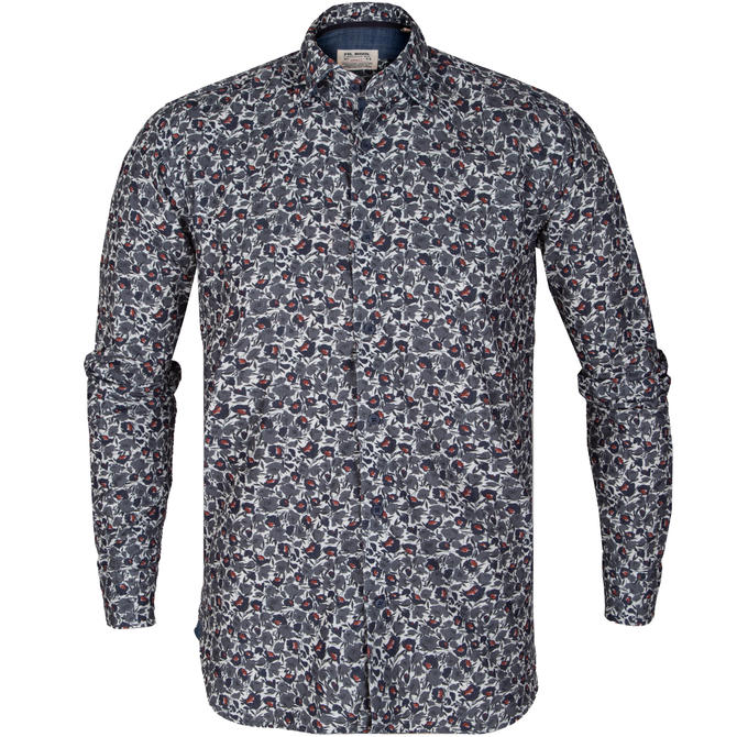 Roma Cotton Corduroy Floral Print Casual Shirt