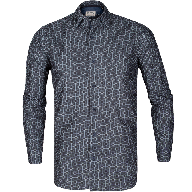 Roma Cotton Corduroy Geometric Print Casual Shirt
