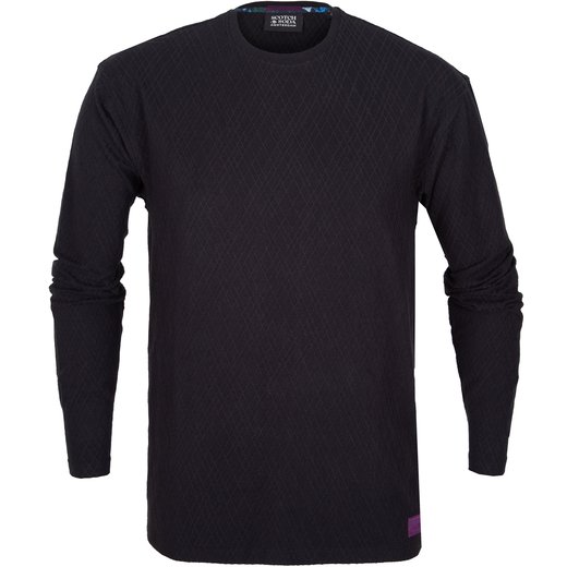 Relaxed Fit Jacquard Pattern Long Sleeve T-Shirt-new-Fifth Avenue Menswear