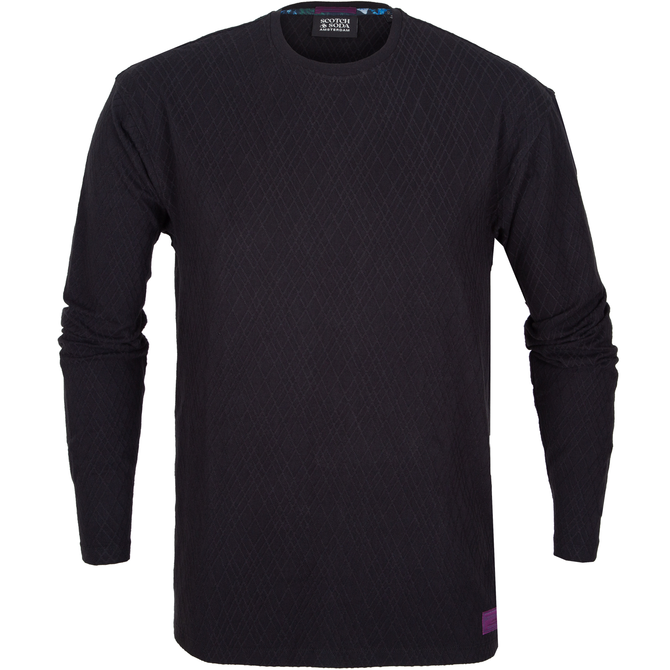 Relaxed Fit Jacquard Pattern Long Sleeve T-Shirt