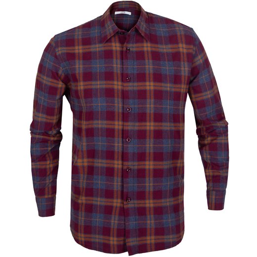 Slim Fit Flannel Check Cotton Shirt-new-Fifth Avenue Menswear