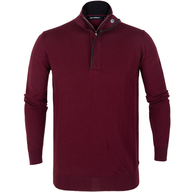 1/4 Zip Merino Turtle With Leather Trim