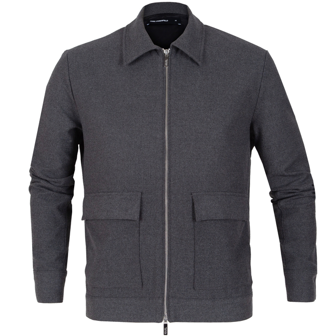 Zip-up Melange Harrington Jacket