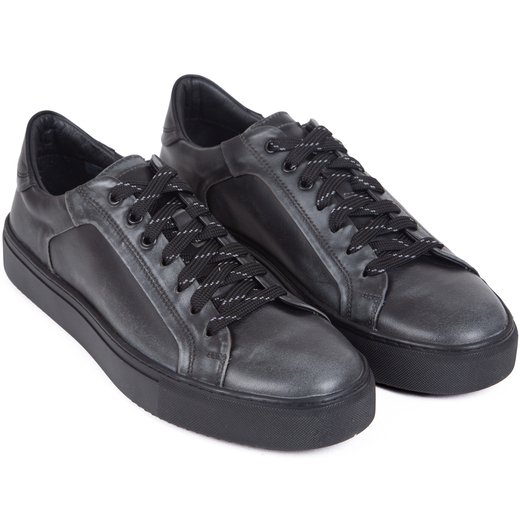 Grey Byron Millenium Leather Sneakers-new-Fifth Avenue Menswear