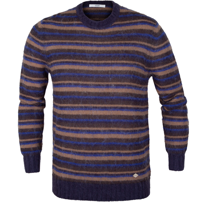 Wool/Mohair Blend Stripe Knit Pullover