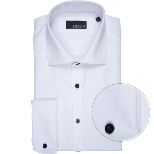 Archie Slim Fit Formal Black Button Double Cuff Shirt-wedding-Fifth Avenue Menswear
