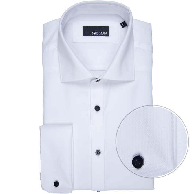 Archie Slim Fit Formal Black Button Double Cuff Shirt
