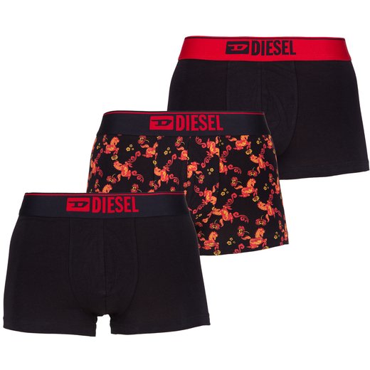 Damien 3 Pack Plain & Print  Boxer Trunks-new-Fifth Avenue Menswear