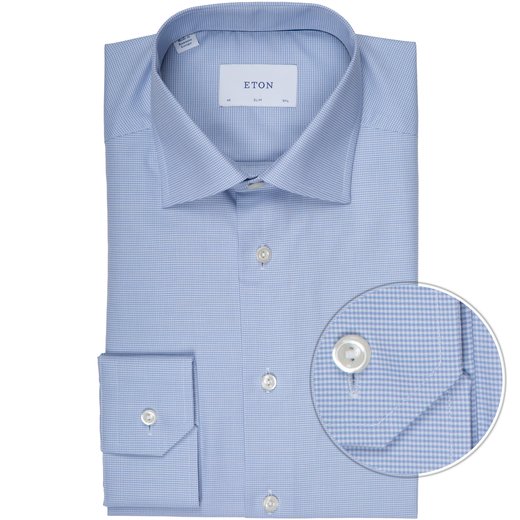 Slim Fit Luxury Cotton Micro Check Dress Shirt-new-Fifth Avenue Menswear