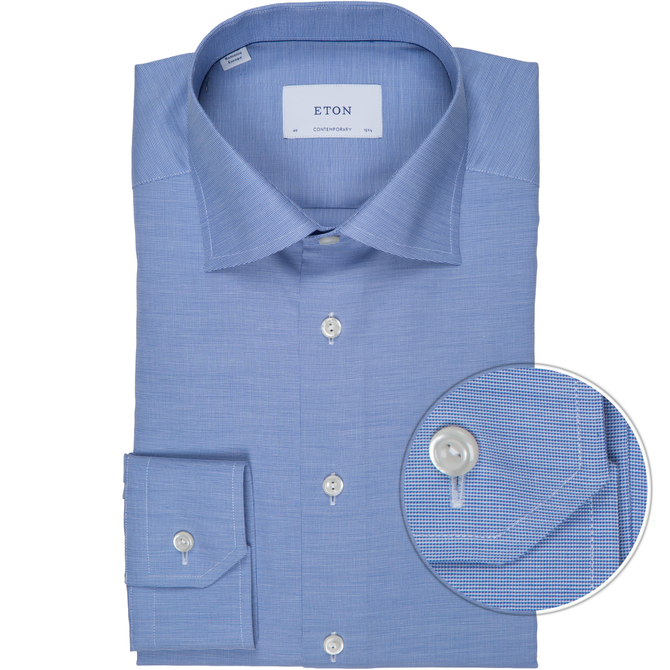Contemporary Fit Luxury Cotton Micro Check Oxford Shirt