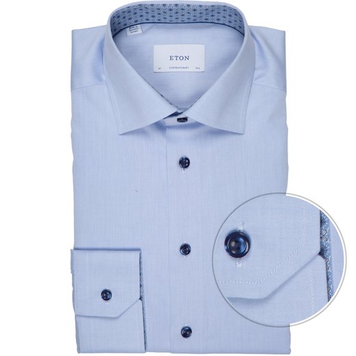 Contemporary Fit Luxury Cotton Twill Dress Shirt With Print Trim-new-Fifth Avenue Menswear
