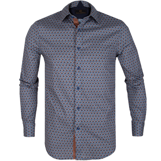 Richard Geometric Print Stretch Cotton Shirt
