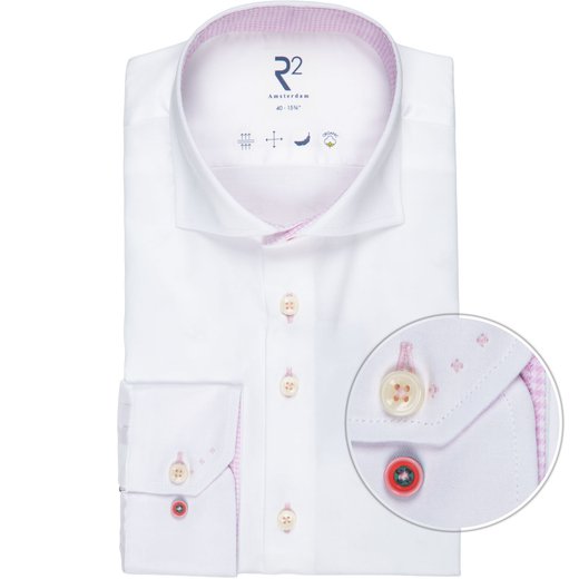 Organic Cotton Twill Dress Shirt With Pink Trim-new-Fifth Avenue Menswear