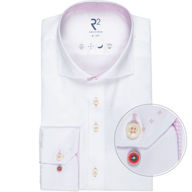 Organic Cotton Twill Dress Shirt With Pink Trim