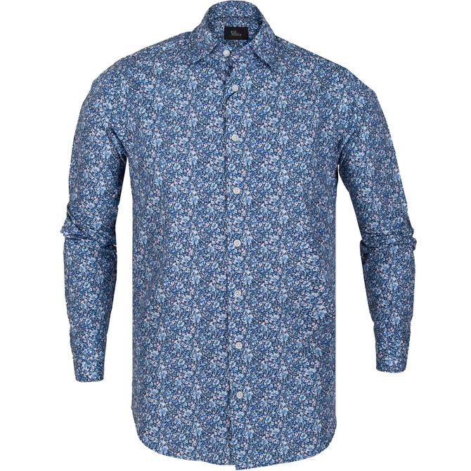 Sebastiano Small Floral Print Casual Cotton Shirt