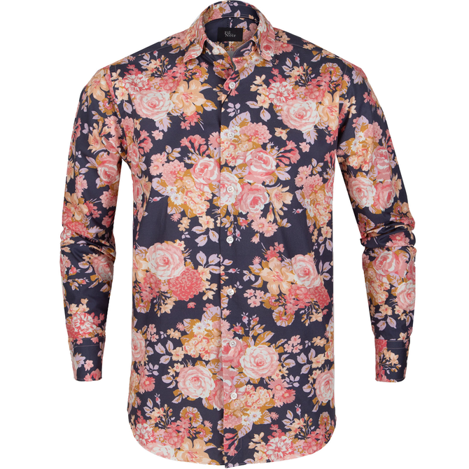 Sebastiano Floral Print Casual Cotton Shirt