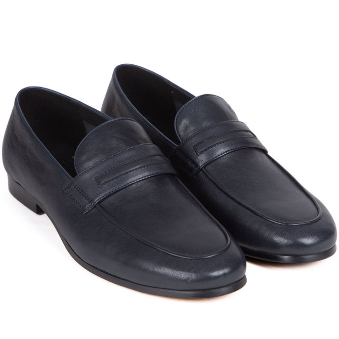 Ivan Navy Leather Loafers