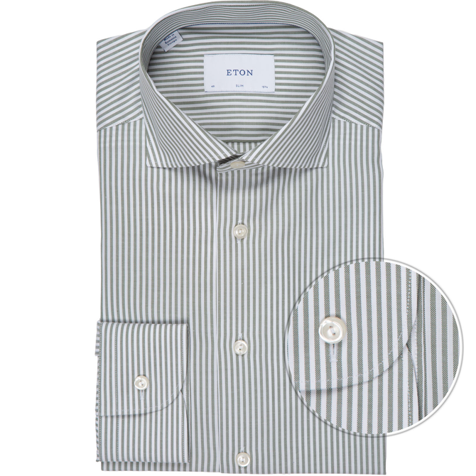 Slim Fit Luxury Oxford Cotton Stripe Dress Shirt