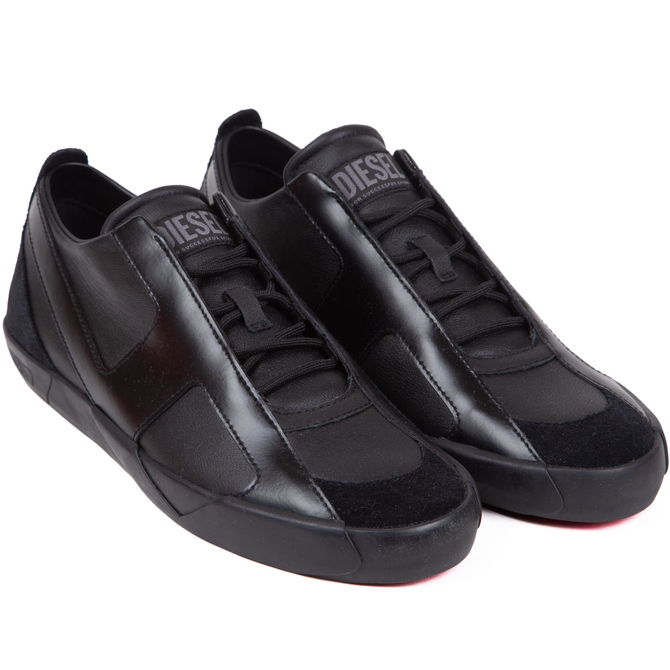 Black Slante-D Leather Sneakers