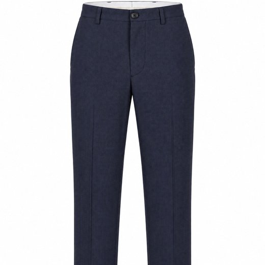 Mid Fit Lyocell Cotton Blend Check Trouser-new-Fifth Avenue Menswear