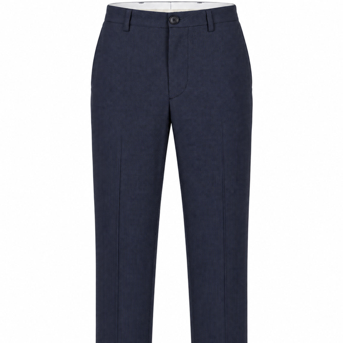 Mid Fit Lyocell Cotton Blend Check Trouser