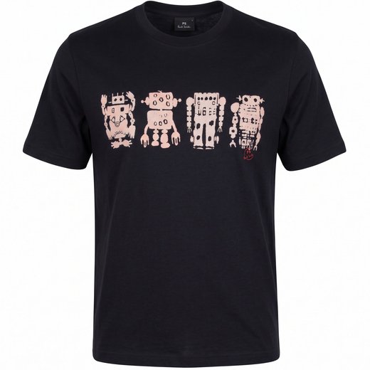 Organic Cotton Alien Robots Print T-Shirt-new-Fifth Avenue Menswear