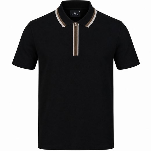 Zip-up Collar Trim Polo-new-Fifth Avenue Menswear