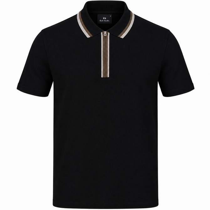 Zip-up Collar Trim Polo