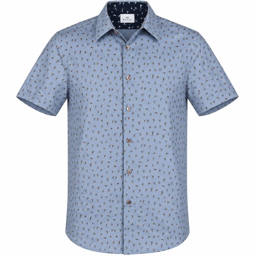 Tailored Fit Volleyball Print Short Sleeve Shirt-new-Fifth Avenue Menswear