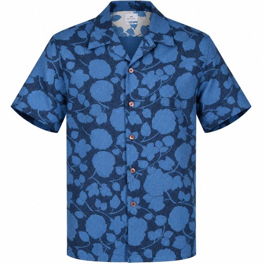 Casual Fit Text Floral Print Short Sleeve Shirt-new-Fifth Avenue Menswear