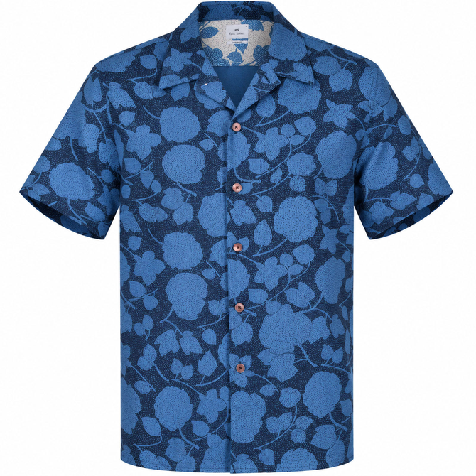 Casual Fit Text Floral Print Short Sleeve Shirt
