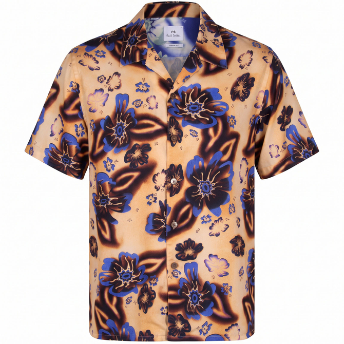 Casual Fit Big Floral Print Short Sleeve Shirt