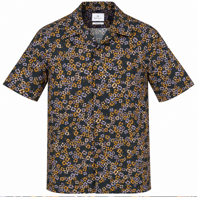 Casual Fit Small Floral Print Short Sleeve Shirt