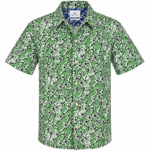 Casual Fit Palm Print Short Sleeve Shirt-new-Fifth Avenue Menswear