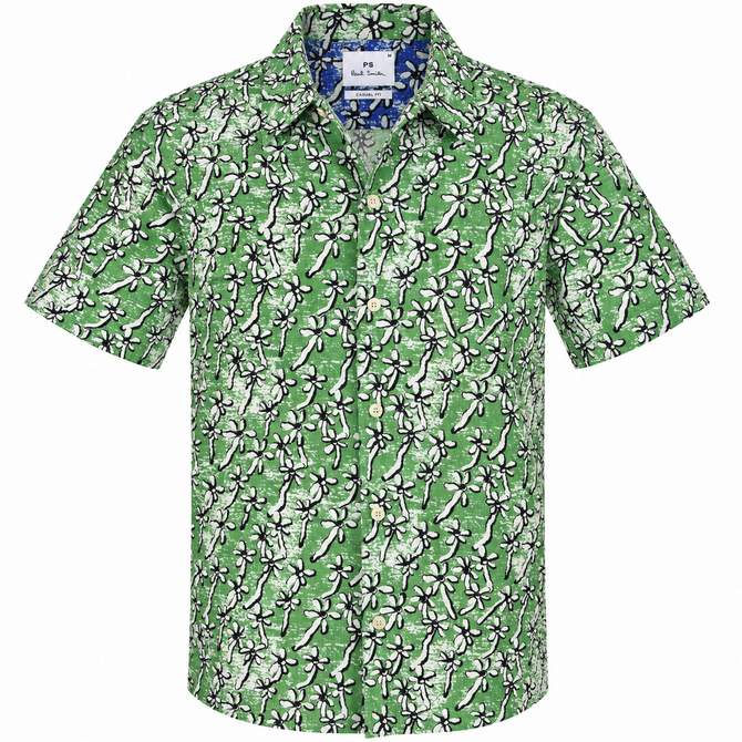 Casual Fit Palm Print Short Sleeve Shirt