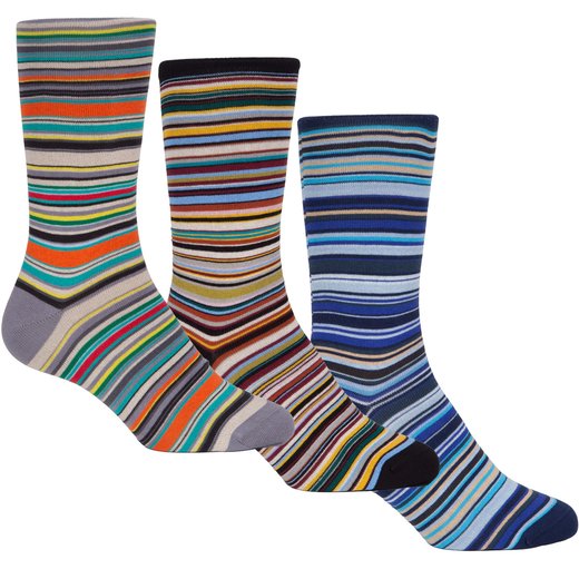 3 Pack Classic Multi Stripe Cotton Socks-new-Fifth Avenue Menswear
