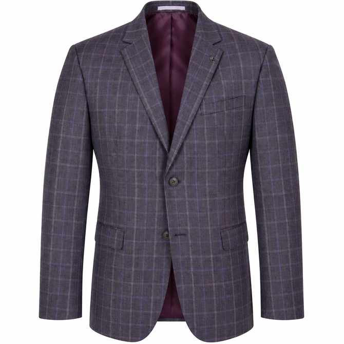 Ayden Windowpane Check Wool Dress Jacket