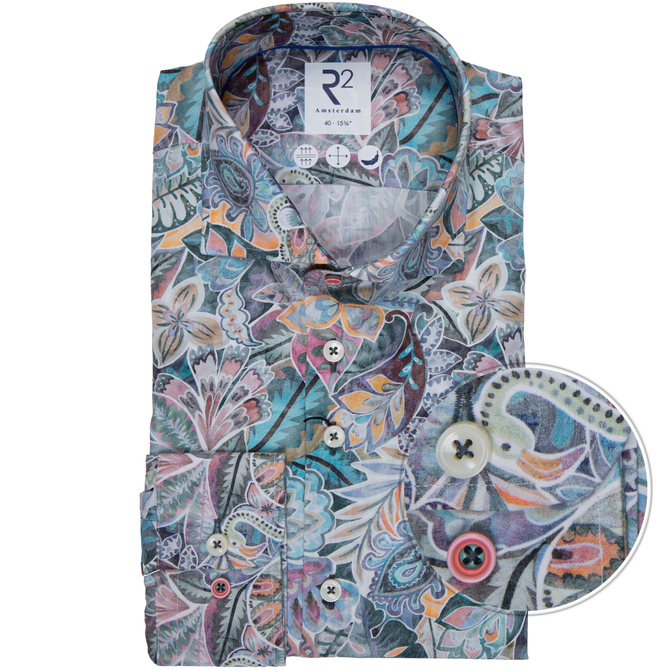 Floral Print Texta Cotton Dress Shirt