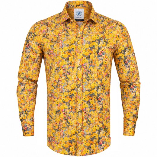 Klimt Flower Print Stretch Cotton Shirt-new-Fifth Avenue Menswear