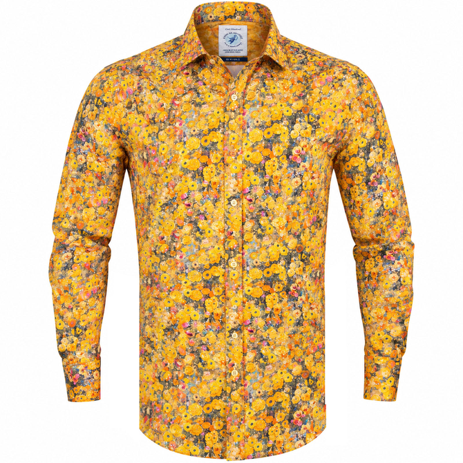 Klimt Flower Print Stretch Cotton Shirt