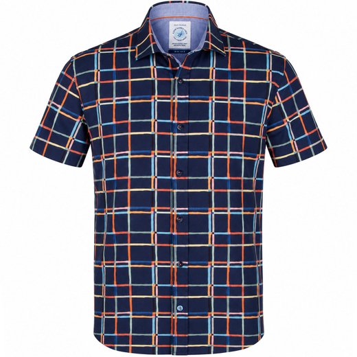 Art Lines Check Print Stretch Cotton Shirt-new-Fifth Avenue Menswear