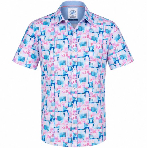 Abstract City Print Stretch Cotton Shirt-new-Fifth Avenue Menswear