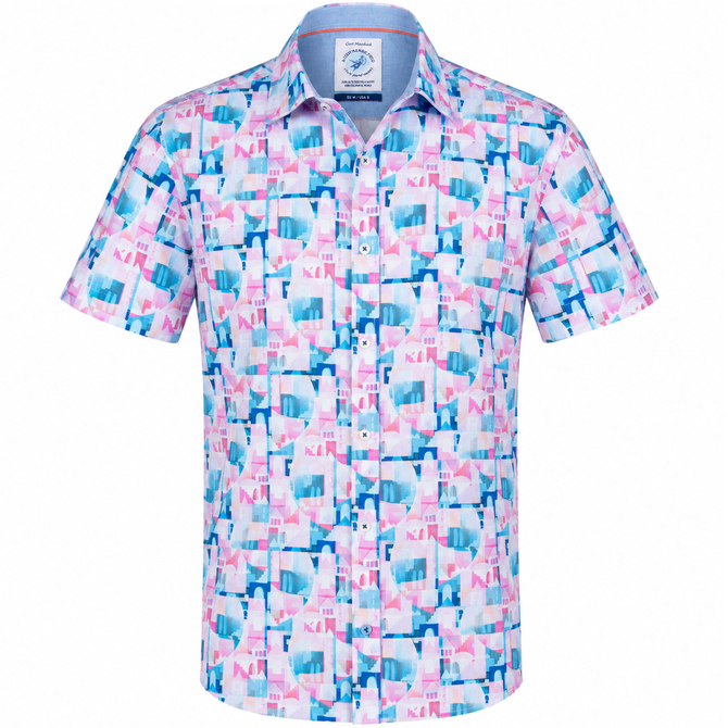 Abstract City Print Stretch Cotton Shirt